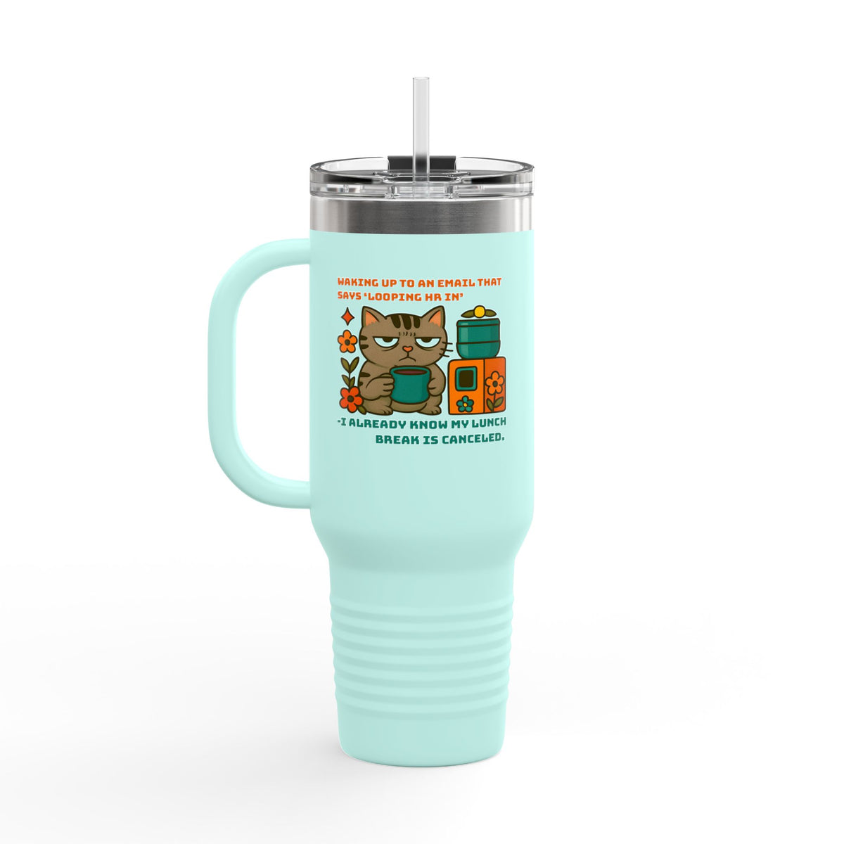 Funny Cat Insulated Travel Mug, Human Resources HR Professional Humor, 40oz, Gag Gift, Office Desk Decor, Cat Lover Present, Work From Home Mug