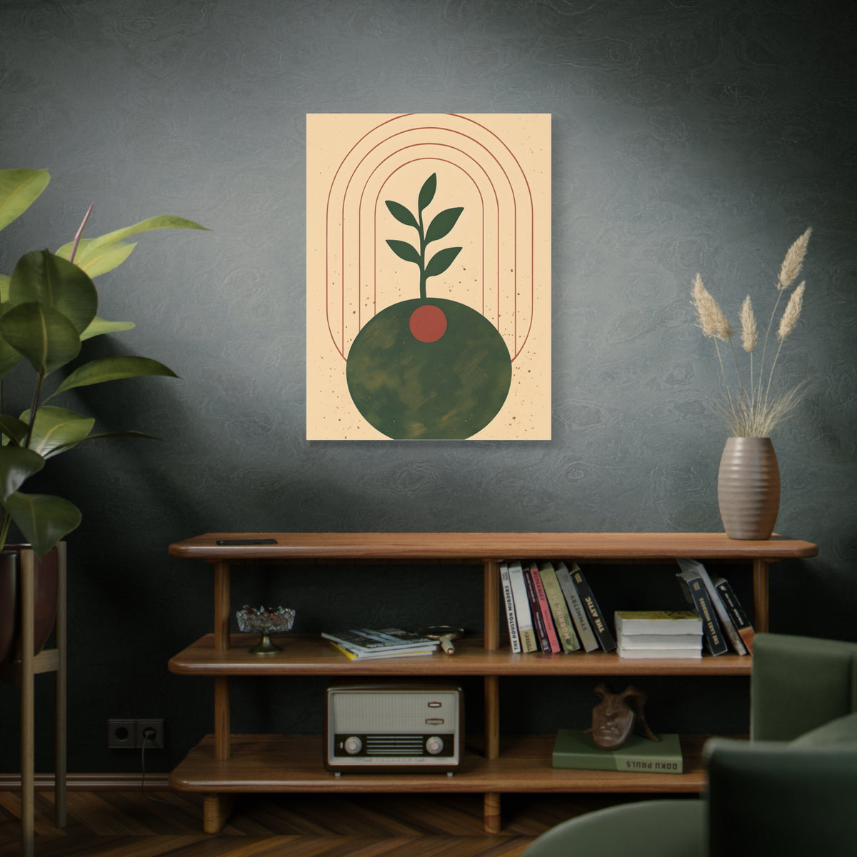 Canvas Wall Art, Eclectic Plant Boho Modern Design, Stretched Matte Print, Home Decor, Bohemian Artwork, Botanical Poster, Wall Hanging,