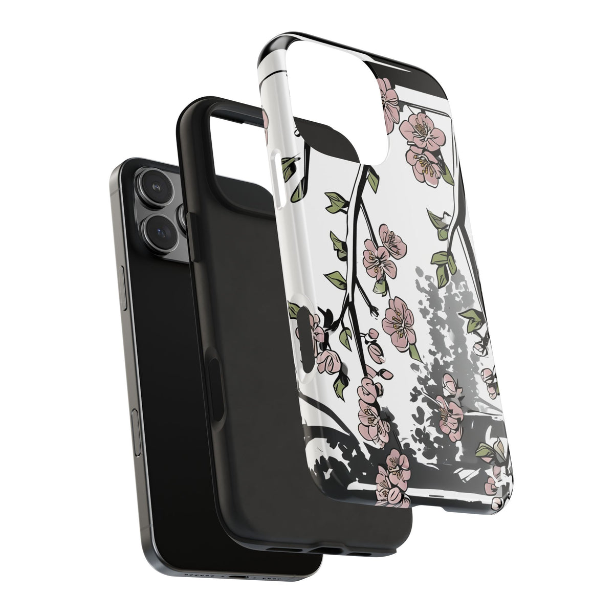 Cherry Blossom Phone Case, Japandi Art, Tough Phone Case, Modern Feminine Phone Cover, Floral Phone Case, Protective Phone Case, Stylish