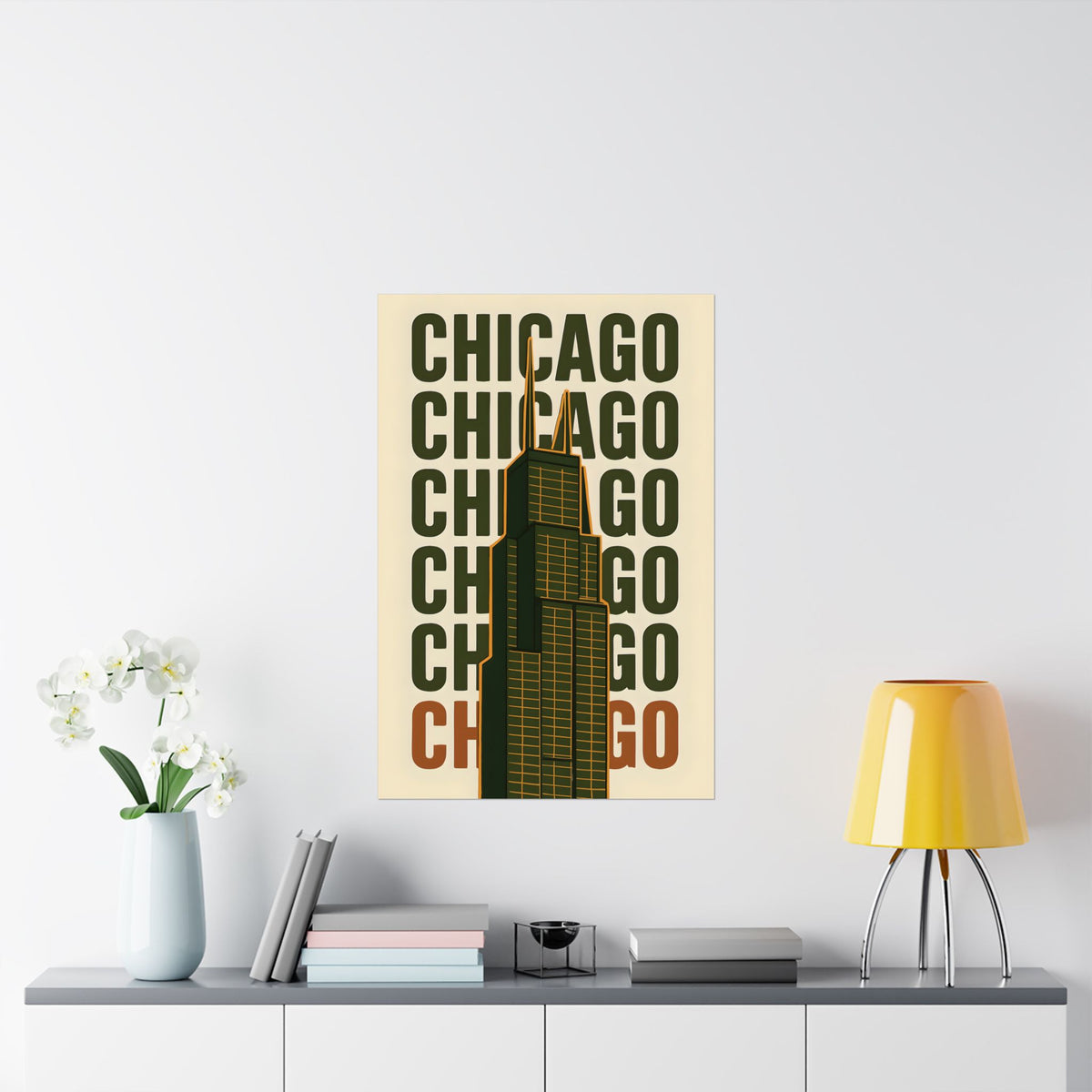 Chicago Matte Vertical Poster - Modern Wall Art, Urban Decor, Gift for City Lovers, Housewarming, Home Office