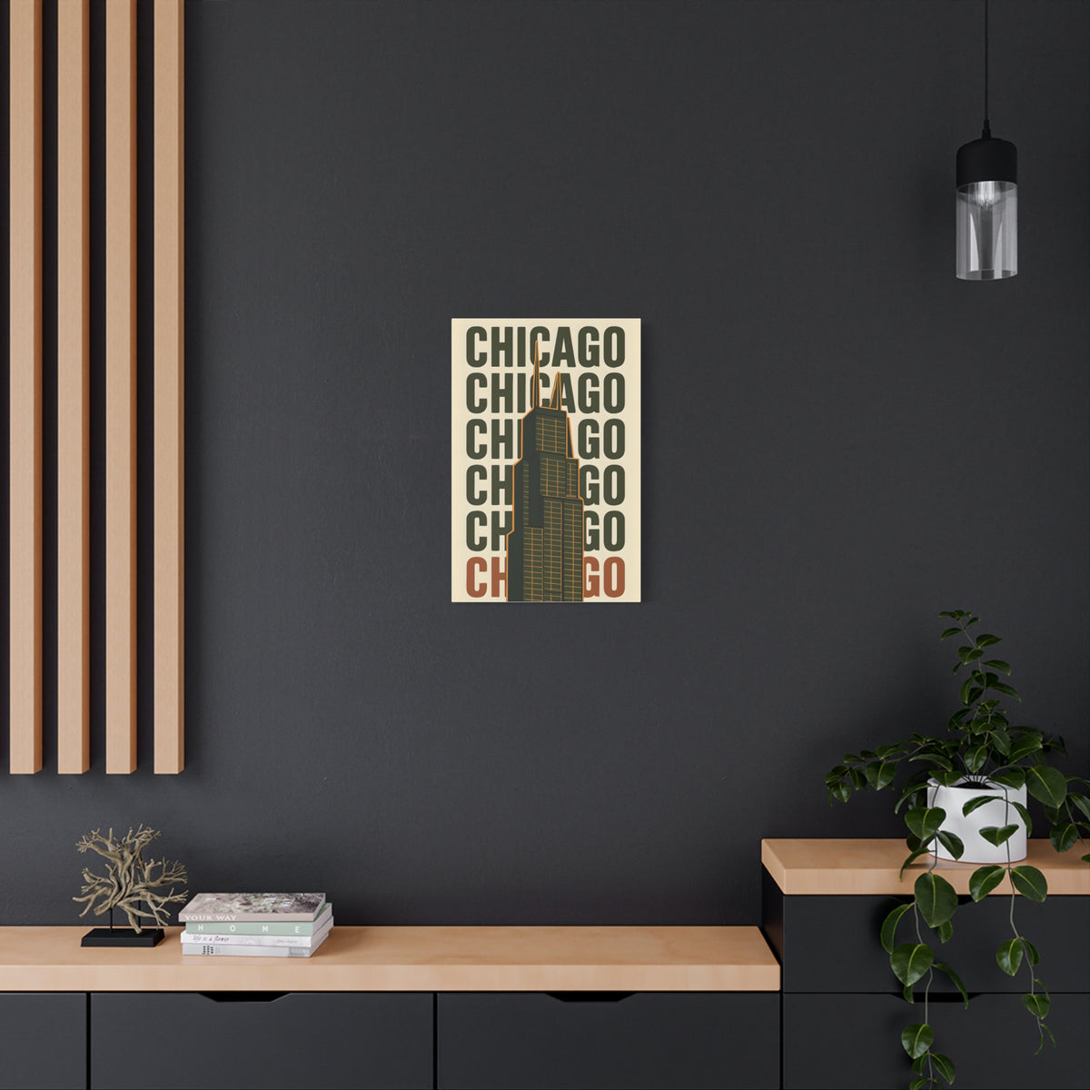 Chicago Skyline Canvas Art Print, Urban Wall Decor, Modern Home Office Artwork, Gift for City Lovers, Chicago Map Decoration