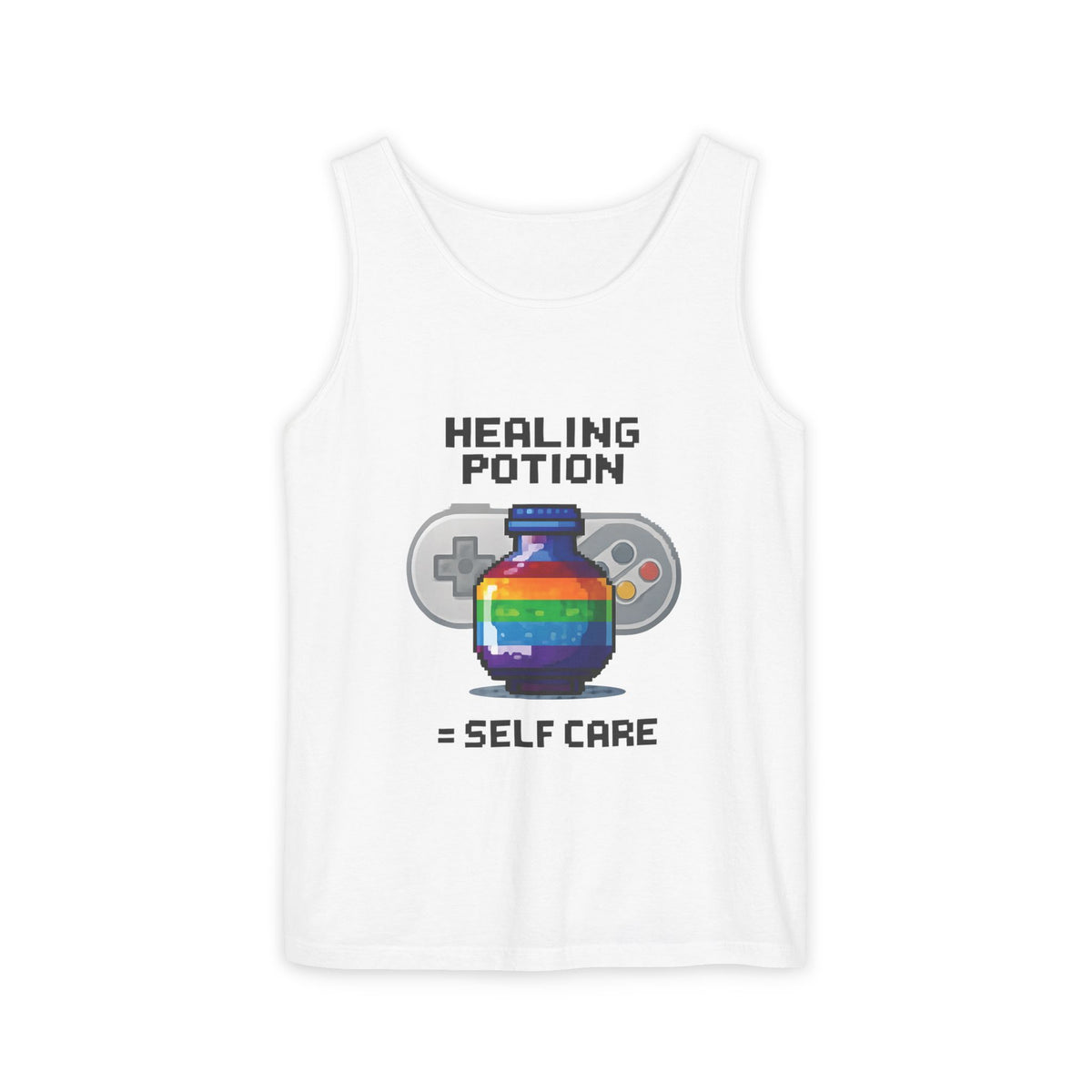 Retro Gaming Tank Top, LGBTQ+ Pride Rainbow Design, Unisex Shirt, Pixelated Tee, Gamer Apparel, Pride Clothing