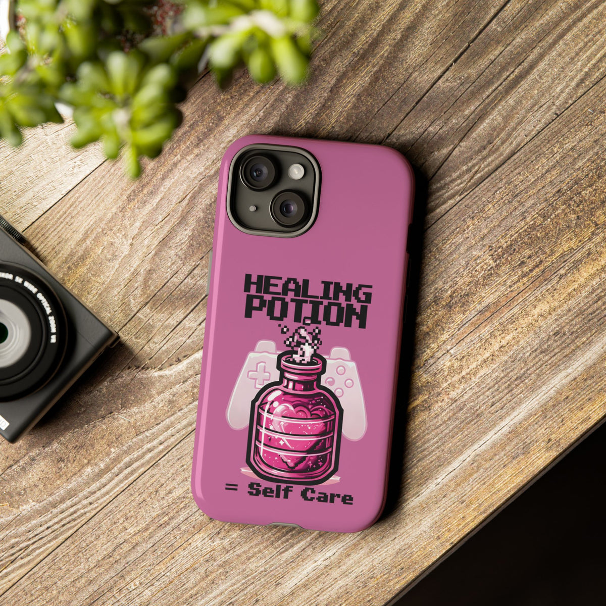 Phone, Pink Gamer Girl LGBTQ+ Retro Pixelated Video Game Design, Tough Case, Protective Cover, Gaming Gift, Pastel Pink Accessories Pride