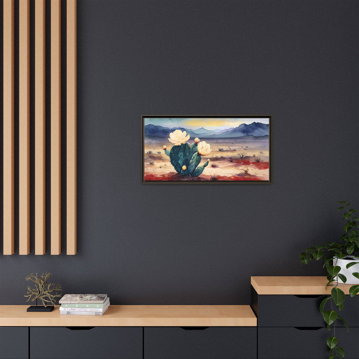 Canvas Art, Southwest Desert Style with Cactus Flower Botanical Design, Matte Print, Wall Decor, Home Office, Gift Idea