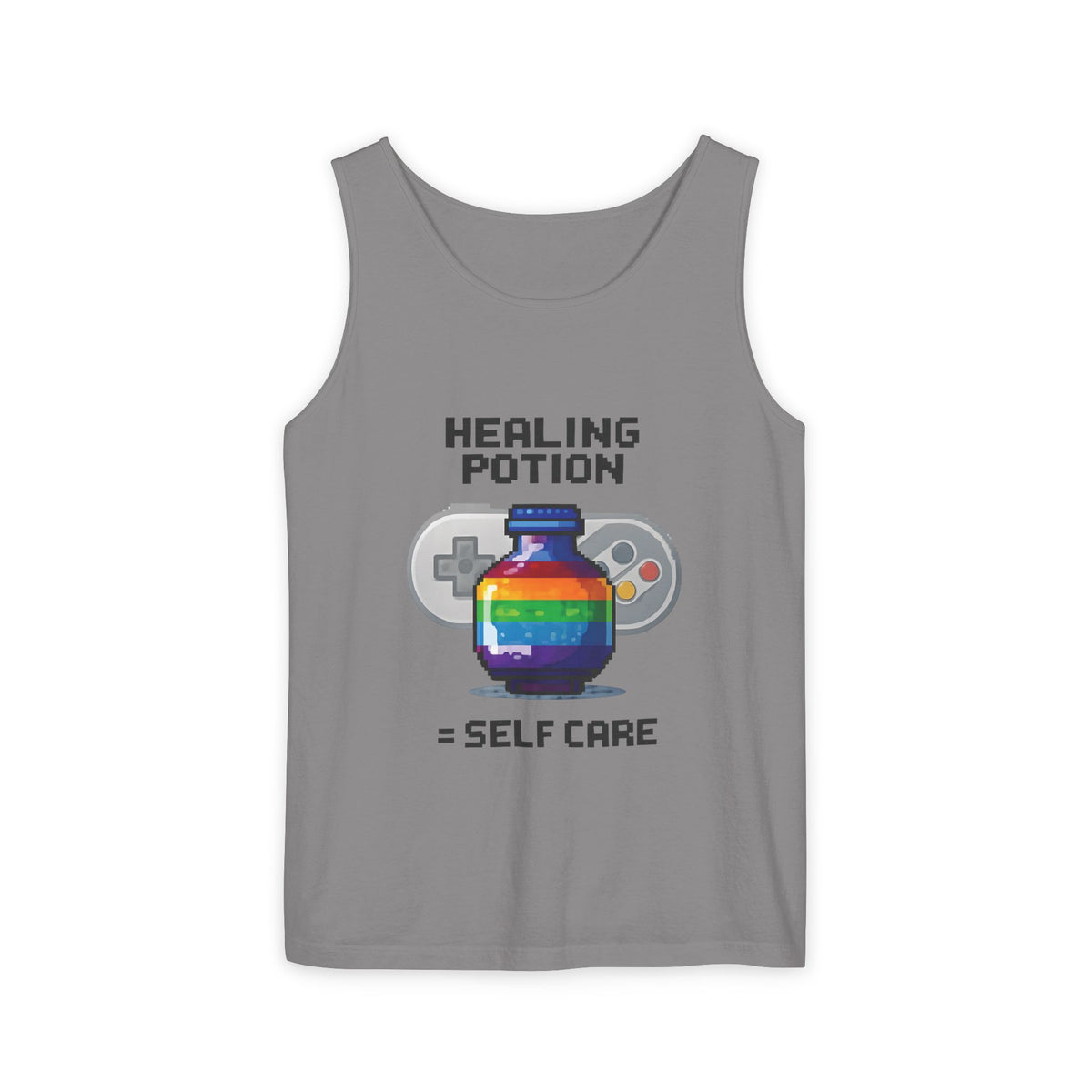 Retro Gaming Tank Top, LGBTQ+ Pride Rainbow Design, Unisex Shirt, Pixelated Tee, Gamer Apparel, Pride Clothing