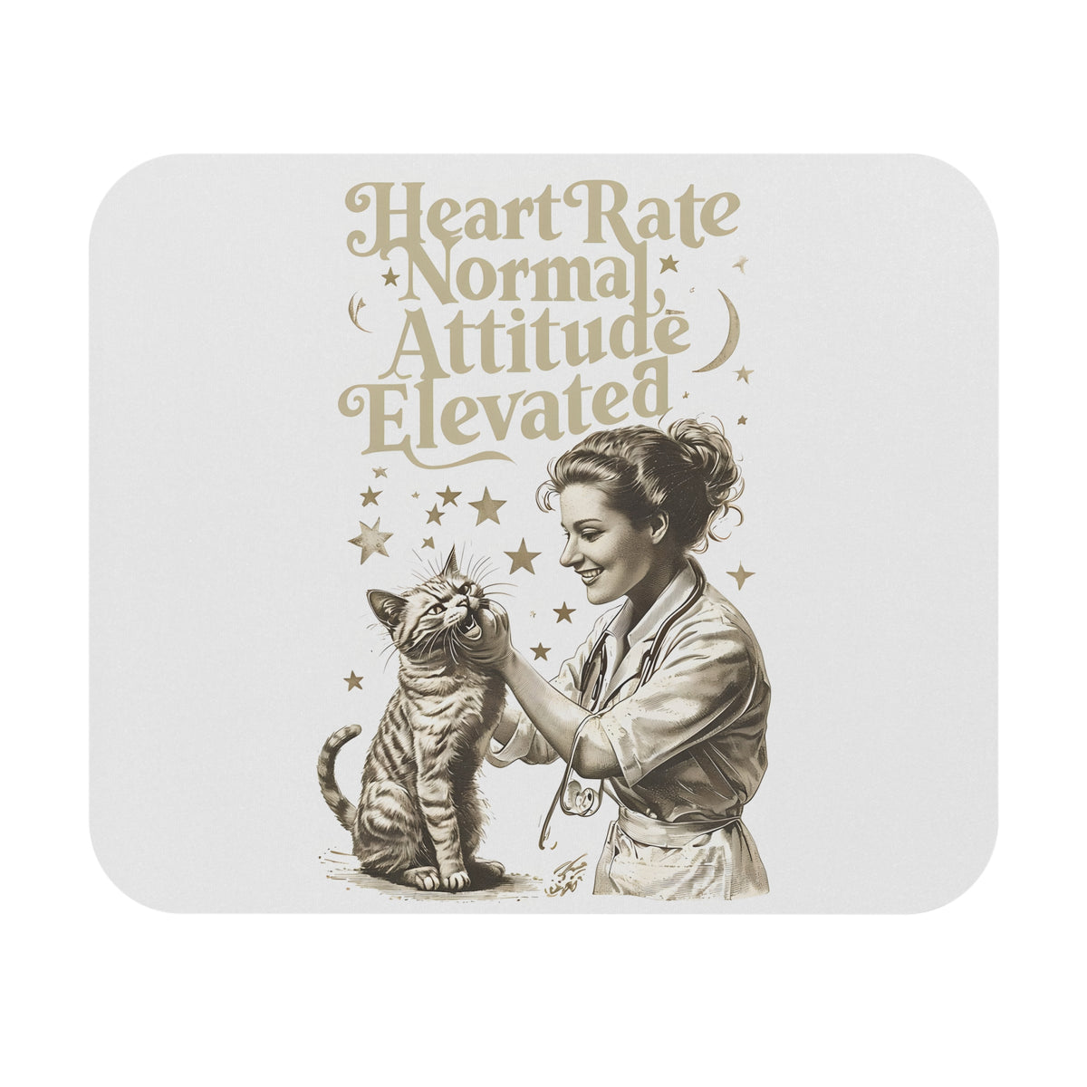 Playful Cat Funny Professional Humor Veterinarian Mouse Pad, Quirky Saying Office Desk Decor, Rectangle Mousepad Birthday Gift, Gift for Cat
