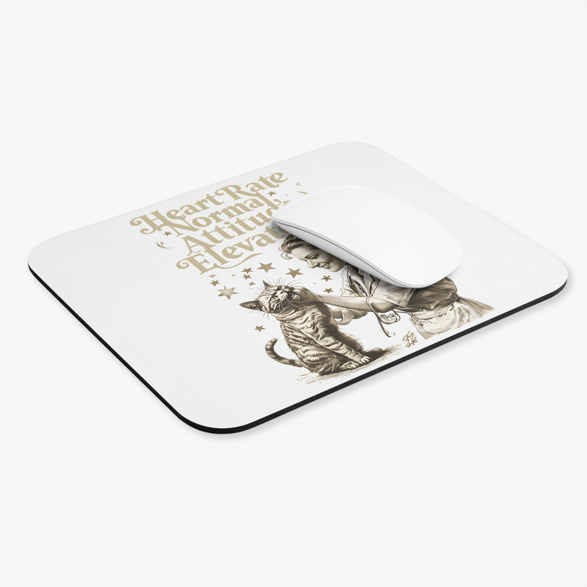 Playful Cat Funny Professional Humor Veterinarian Mouse Pad, Quirky Saying Office Desk Decor, Rectangle Mousepad Birthday Gift, Gift for Cat