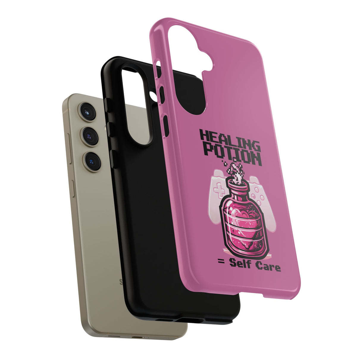 Phone, Pink Gamer Girl LGBTQ+ Retro Pixelated Video Game Design, Tough Case, Protective Cover, Gaming Gift, Pastel Pink Accessories Pride