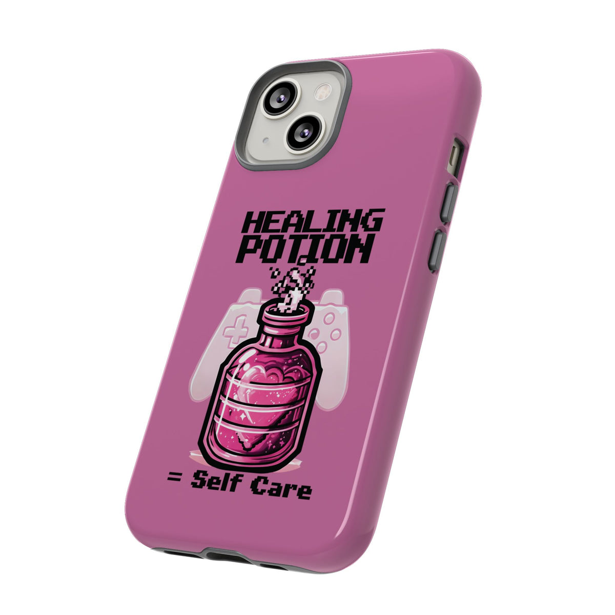 Phone, Pink Gamer Girl LGBTQ+ Retro Pixelated Video Game Design, Tough Case, Protective Cover, Gaming Gift, Pastel Pink Accessories Pride