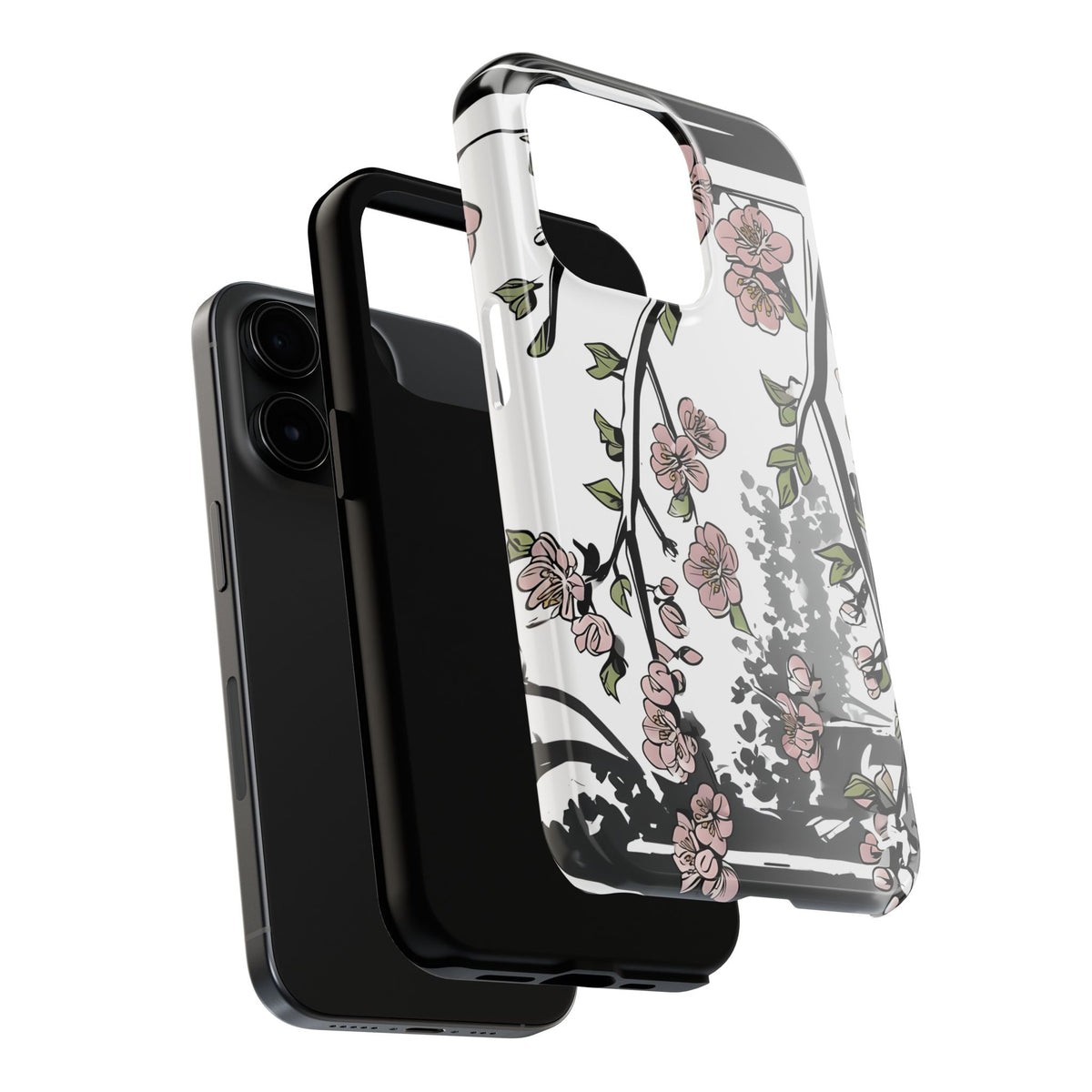 Cherry Blossom Phone Case, Japandi Art, Tough Phone Case, Modern Feminine Phone Cover, Floral Phone Case, Protective Phone Case, Stylish
