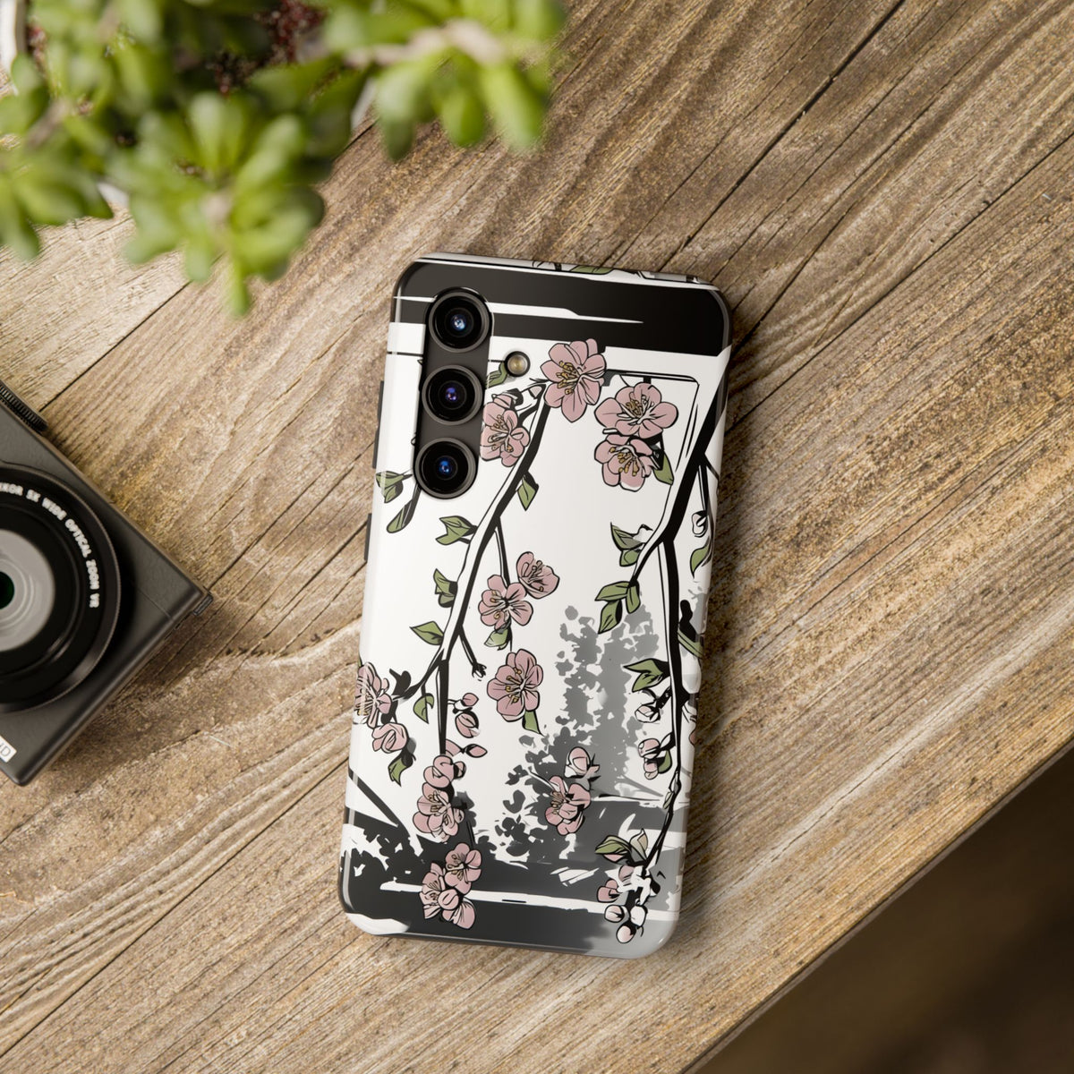 Cherry Blossom Phone Case, Japandi Art, Tough Phone Case, Modern Feminine Phone Cover, Floral Phone Case, Protective Phone Case, Stylish