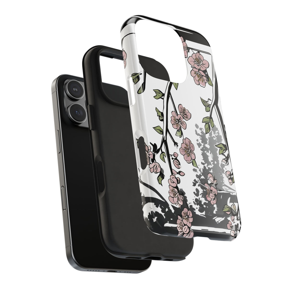 Cherry Blossom Phone Case, Japandi Art, Tough Phone Case, Modern Feminine Phone Cover, Floral Phone Case, Protective Phone Case, Stylish