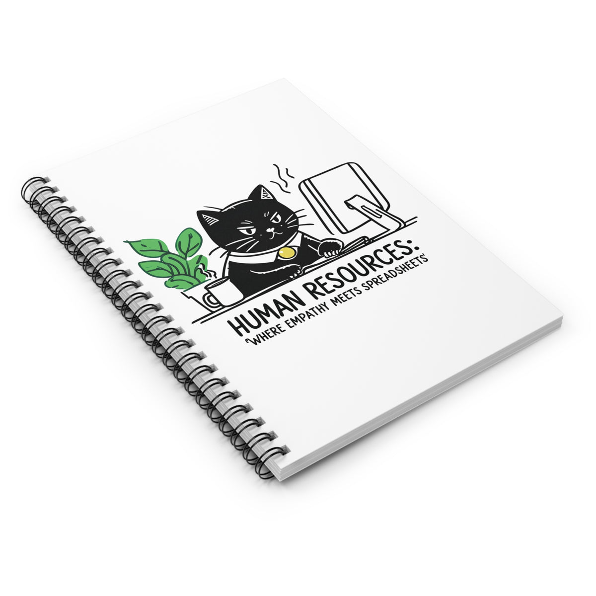 Cat-Themed Spiral Notebook with Humorous Human Resources HR Design, Office Supplies, Gift for Cat Lovers, Funny Notepad, Journaling, Work Notebooks