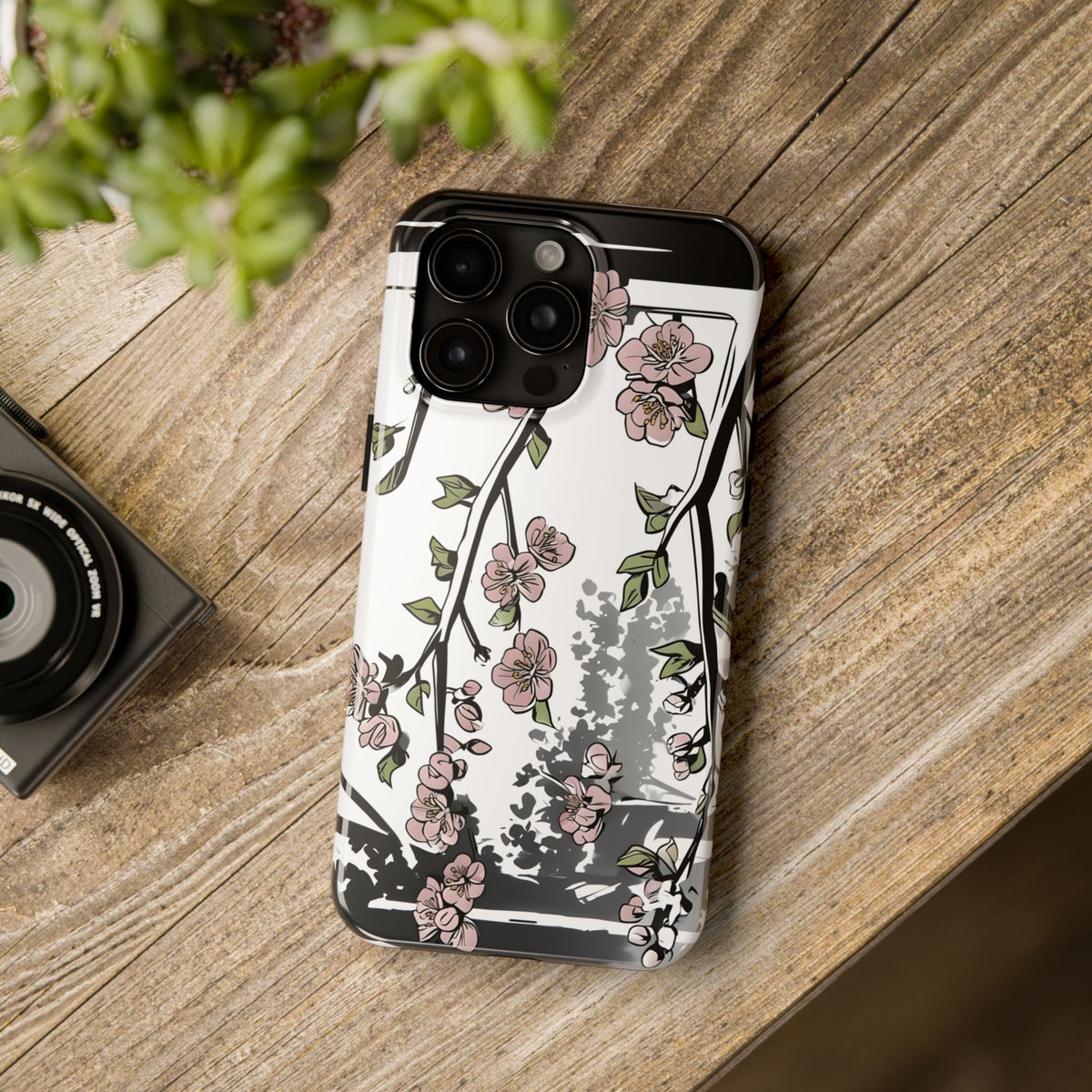 Cherry Blossom Phone Case, Japandi Art, Tough Phone Case, Modern Feminine Phone Cover, Floral Phone Case, Protective Phone Case, Stylish