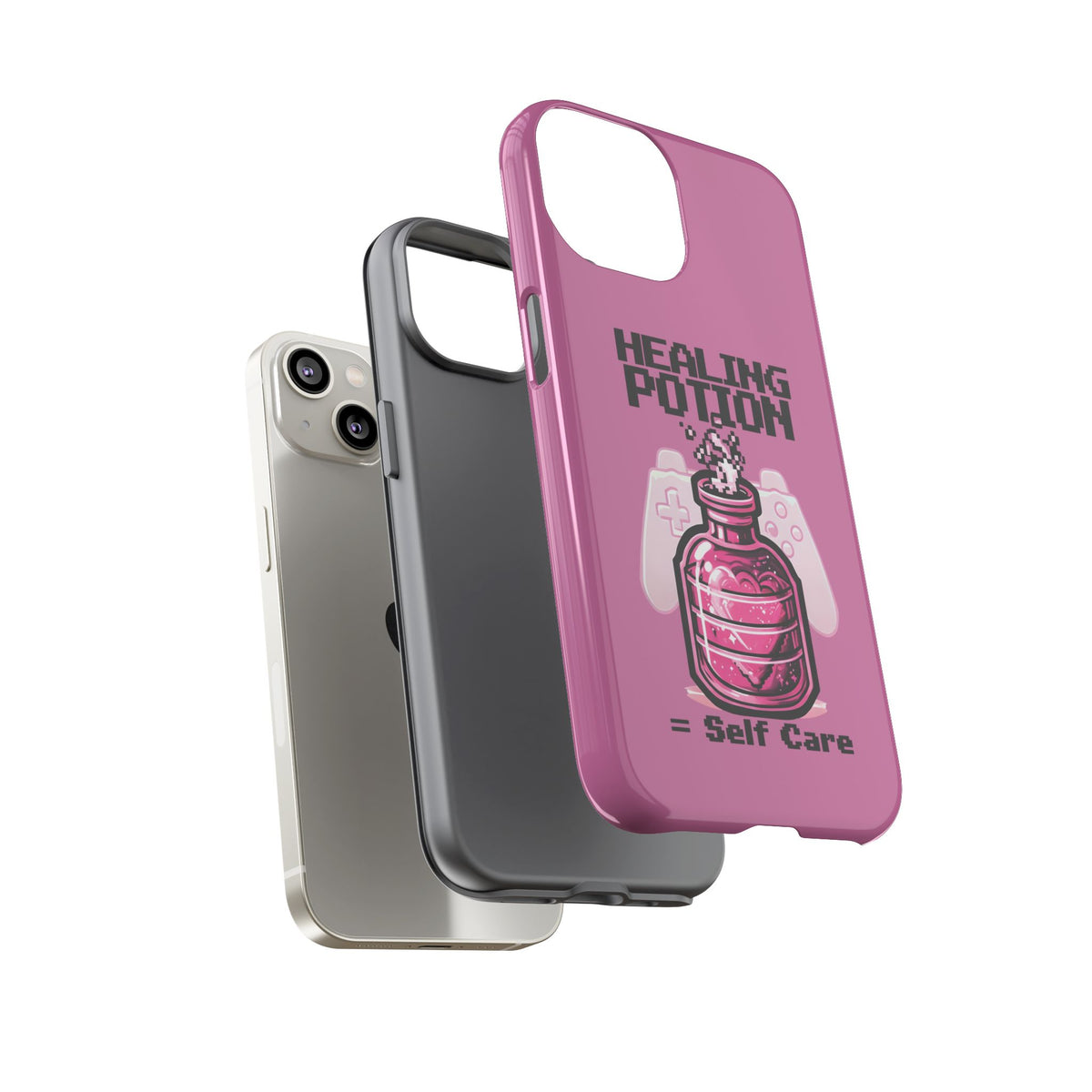 Phone, Pink Gamer Girl LGBTQ+ Retro Pixelated Video Game Design, Tough Case, Protective Cover, Gaming Gift, Pastel Pink Accessories Pride