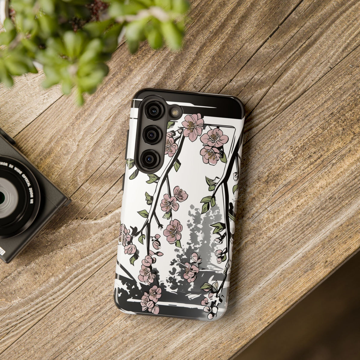 Cherry Blossom Phone Case, Japandi Art, Tough Phone Case, Modern Feminine Phone Cover, Floral Phone Case, Protective Phone Case, Stylish