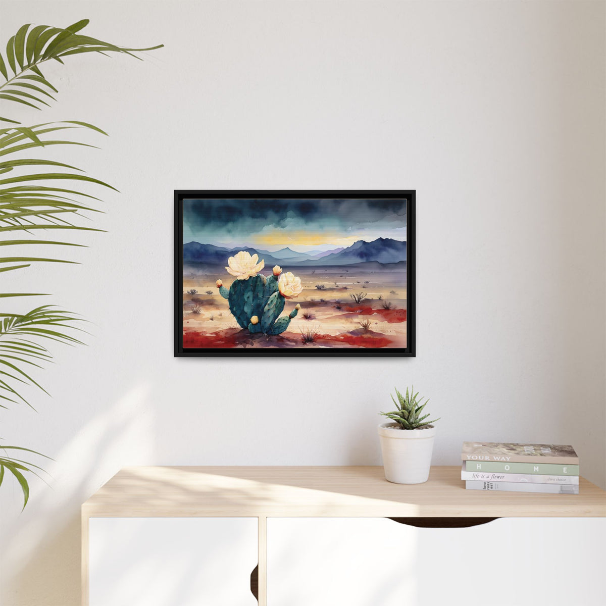 Canvas Art, Southwest Desert Style with Cactus Flower Botanical Design, Matte Print, Wall Decor, Home Office, Gift Idea