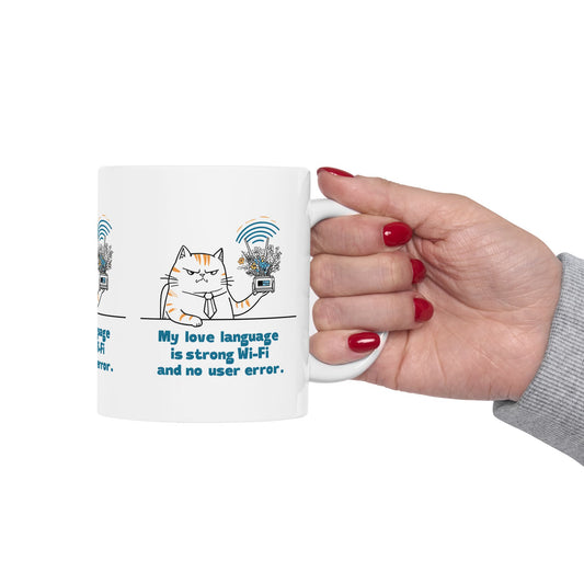 Funny Cat Ceramic Mug, IT Information Technology Workplace Humor, 11oz, 15oz, Gift for Cat Lovers, Office Desk Decor, Cat