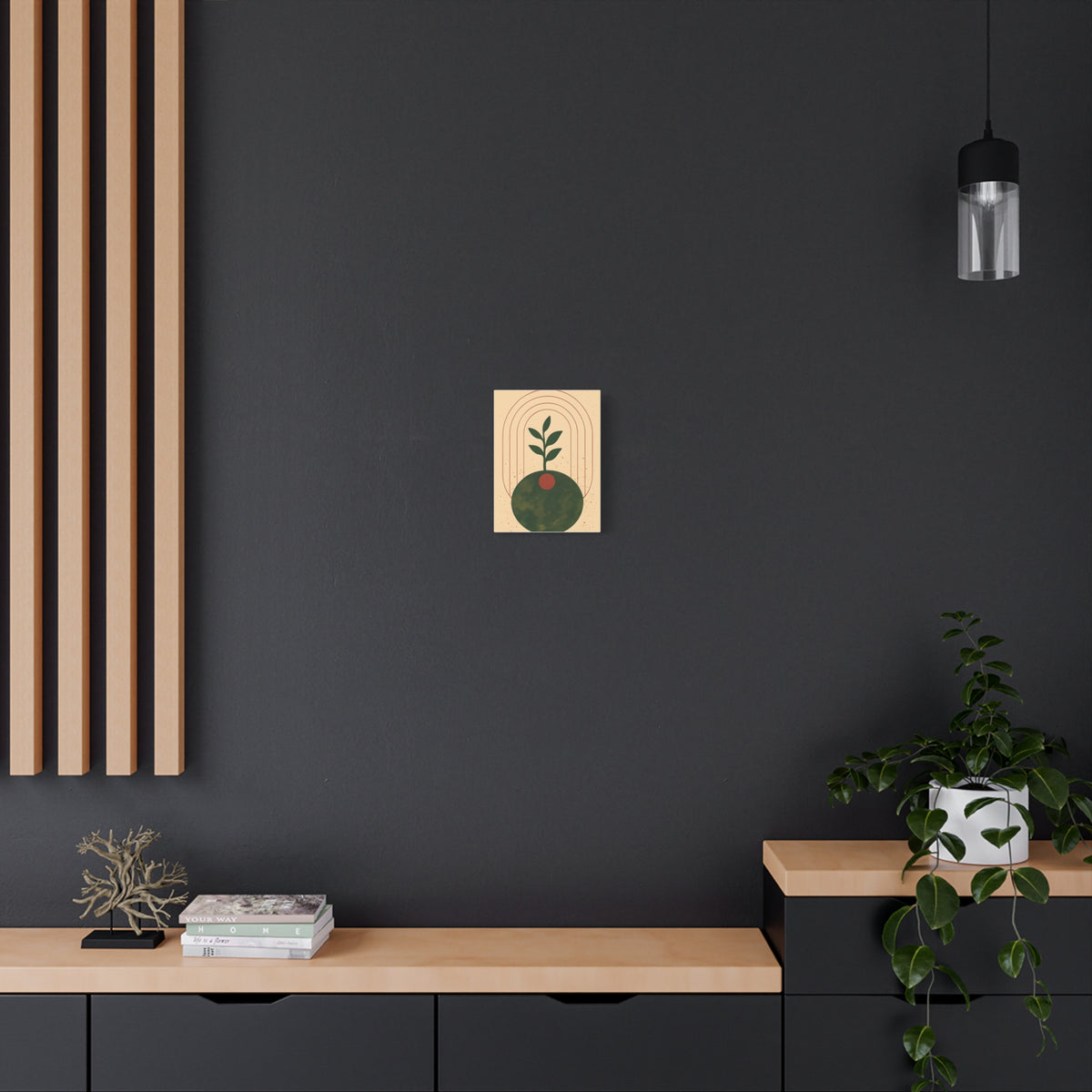 Canvas Wall Art, Eclectic Plant Boho Modern Design, Stretched Matte Print, Home Decor, Bohemian Artwork, Botanical Poster, Wall Hanging,