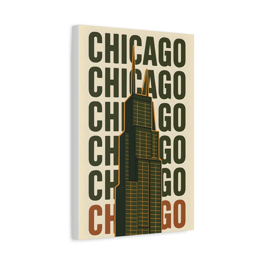 Chicago Skyline Canvas Art Print, Urban Wall Decor, Modern Home Office Artwork, Gift for City Lovers, Chicago Map Decoration