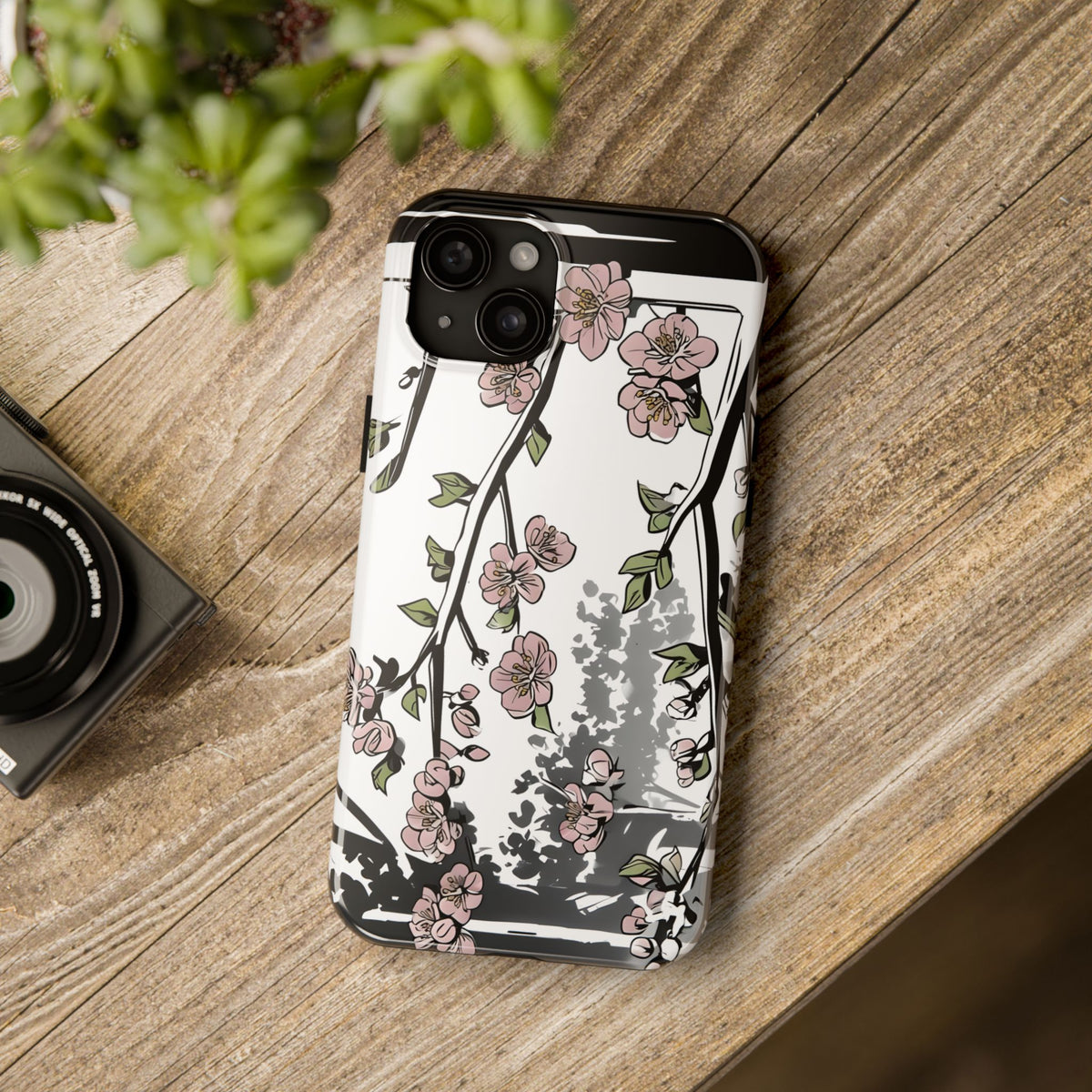 Cherry Blossom Phone Case, Japandi Art, Tough Phone Case, Modern Feminine Phone Cover, Floral Phone Case, Protective Phone Case, Stylish