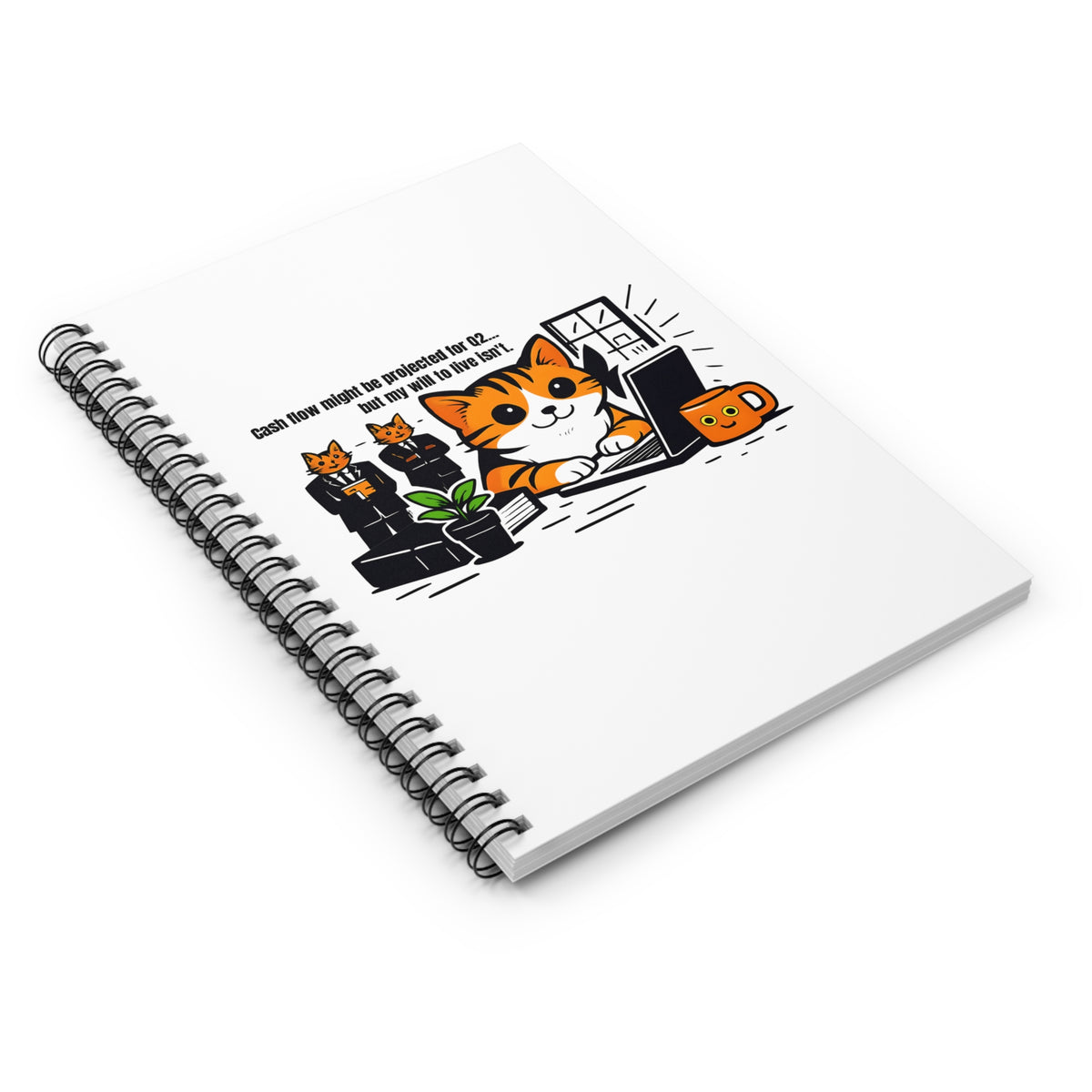 Funny Finance Cat Spiral Notebook - Ruled Line, Office Humor Planner, Financial Job Gift, Work Job Diary, Plant Lover Journal
