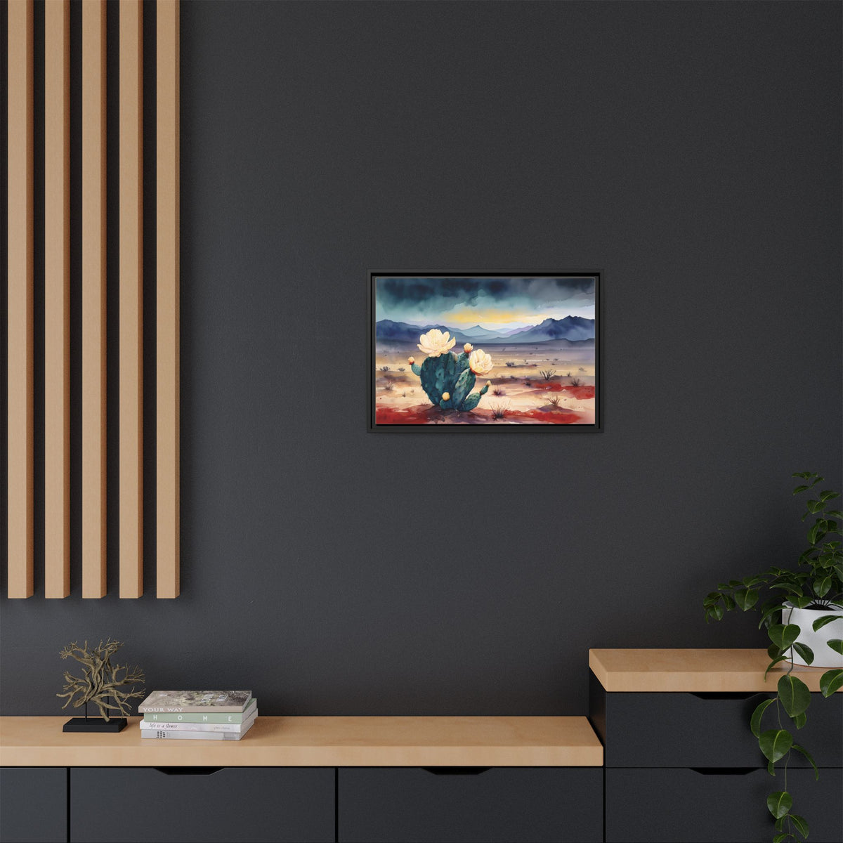 Canvas Art, Southwest Desert Style with Cactus Flower Botanical Design, Matte Print, Wall Decor, Home Office, Gift Idea