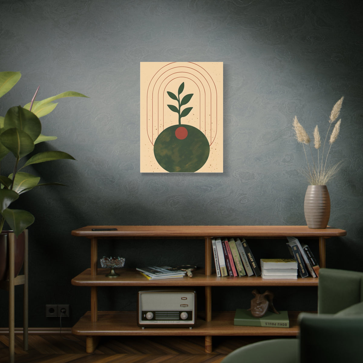 Canvas Wall Art, Eclectic Plant Boho Modern Design, Stretched Matte Print, Home Decor, Bohemian Artwork, Botanical Poster, Wall Hanging,