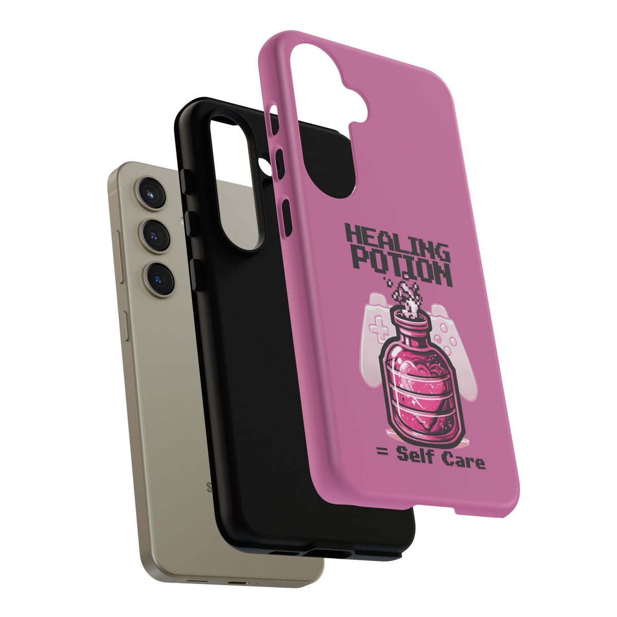 Phone, Pink Gamer Girl LGBTQ+ Retro Pixelated Video Game Design, Tough Case, Protective Cover, Gaming Gift, Pastel Pink Accessories Pride