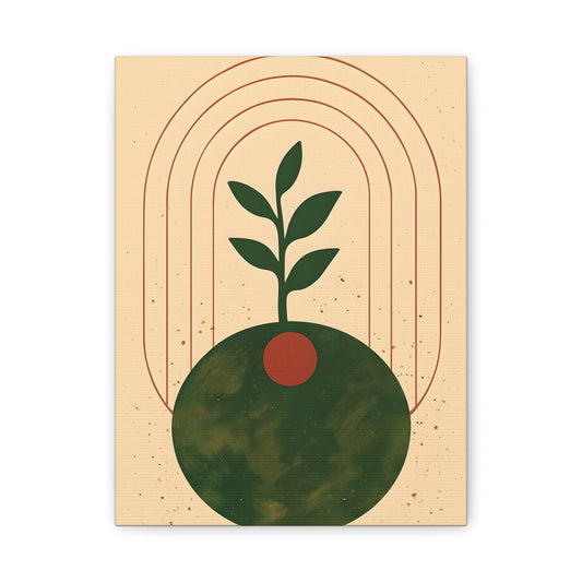 Canvas Wall Art, Eclectic Plant Boho Modern Design, Stretched Matte Print, Home Decor, Bohemian Artwork, Botanical Poster, Wall Hanging,