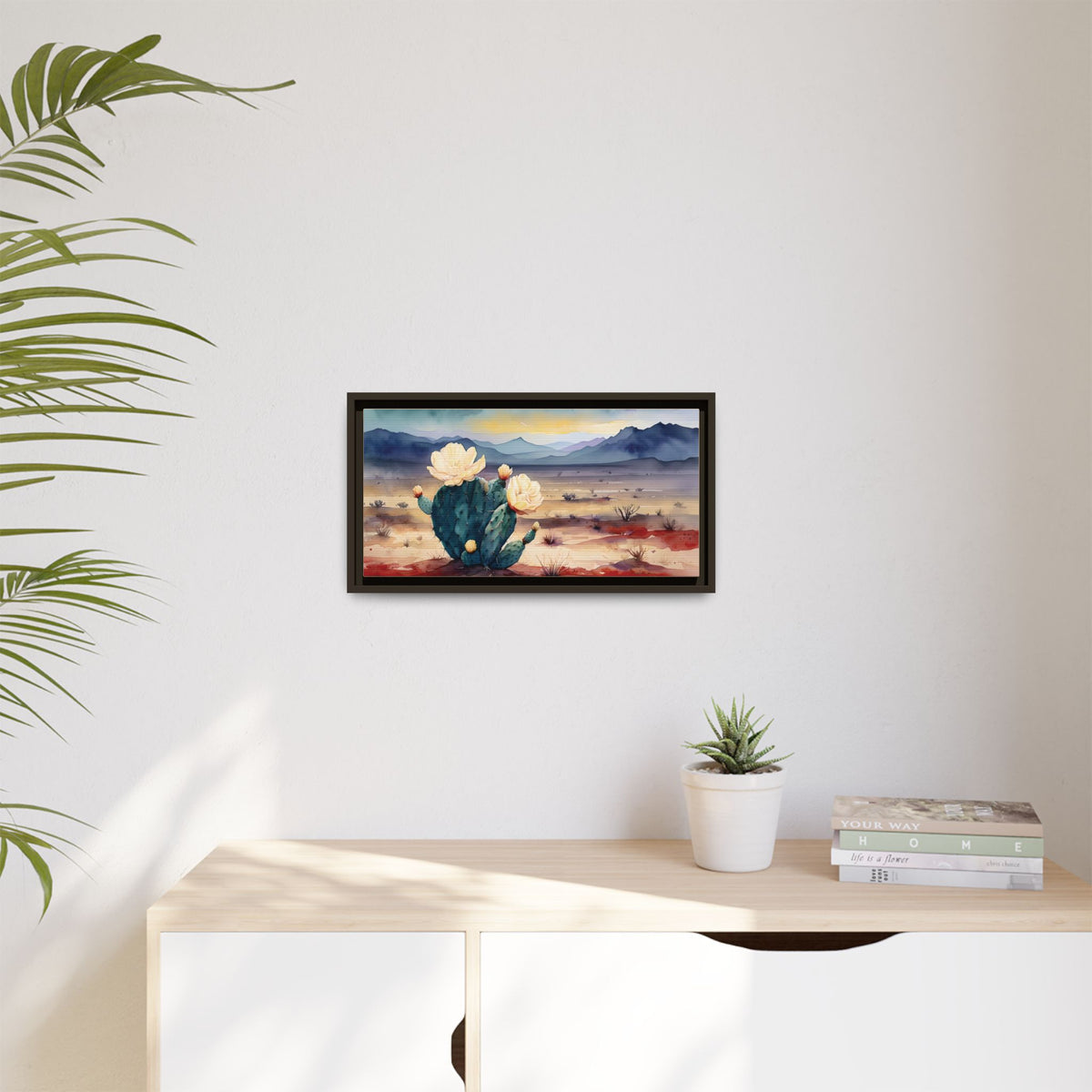 Canvas Art, Southwest Desert Style with Cactus Flower Botanical Design, Matte Print, Wall Decor, Home Office, Gift Idea