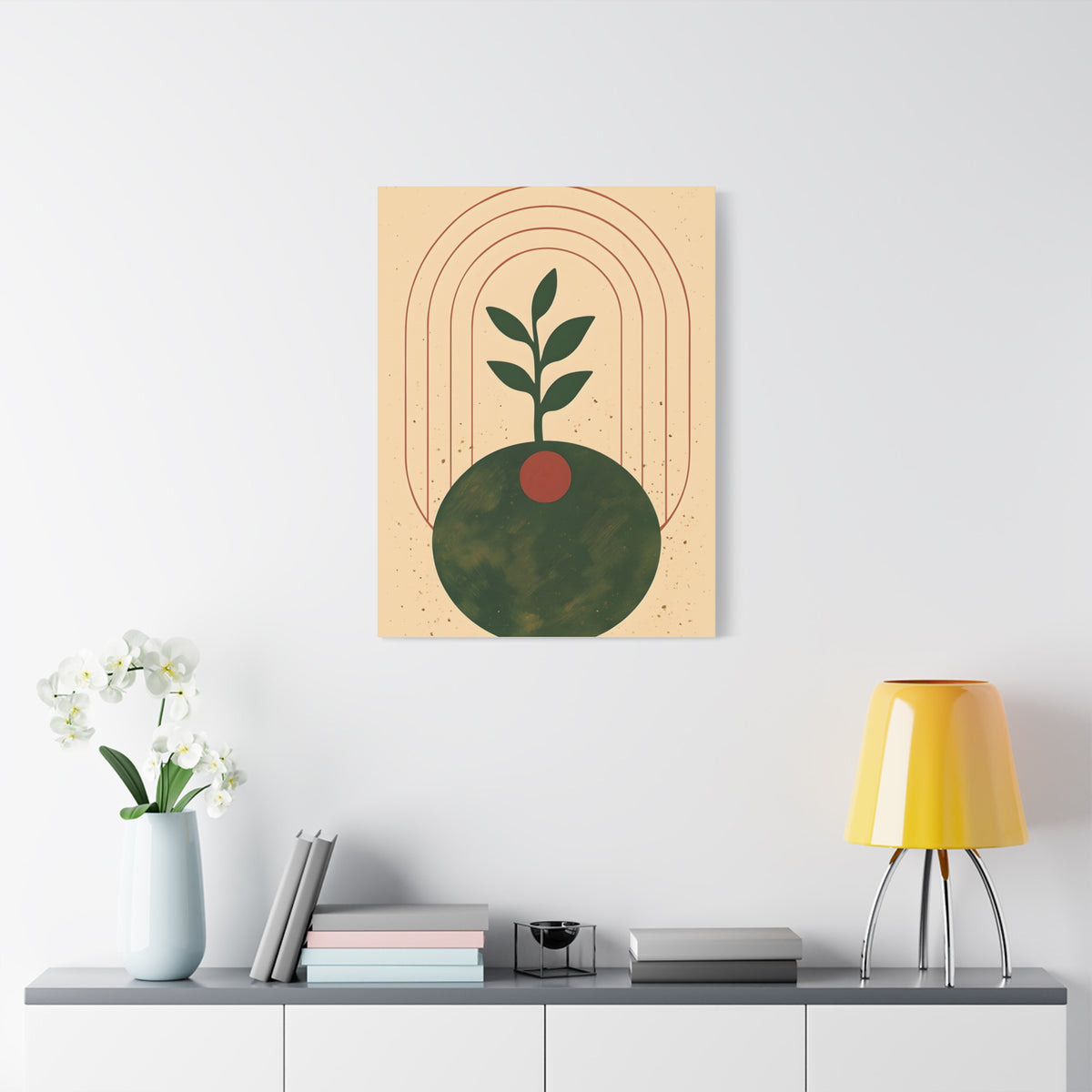 Canvas Wall Art, Eclectic Plant Boho Modern Design, Stretched Matte Print, Home Decor, Bohemian Artwork, Botanical Poster, Wall Hanging,