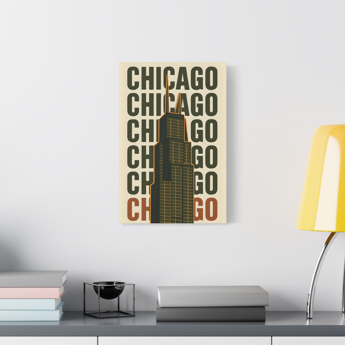 Chicago Skyline Canvas Art Print, Urban Wall Decor, Modern Home Office Artwork, Gift for City Lovers, Chicago Map Decoration