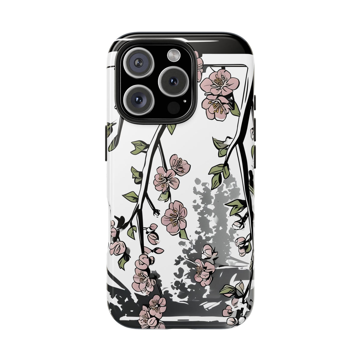 Cherry Blossom Phone Case, Japandi Art, Tough Phone Case, Modern Feminine Phone Cover, Floral Phone Case, Protective Phone Case, Stylish