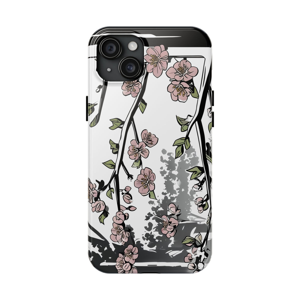 Cherry Blossom Phone Case, Japandi Art, Tough Phone Case, Modern Feminine Phone Cover, Floral Phone Case, Protective Phone Case, Stylish