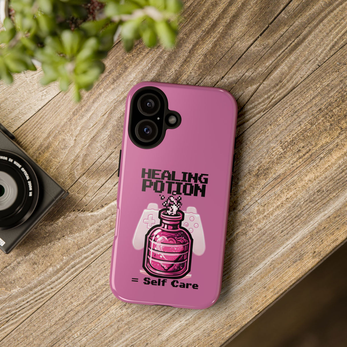 Phone, Pink Gamer Girl LGBTQ+ Retro Pixelated Video Game Design, Tough Case, Protective Cover, Gaming Gift, Pastel Pink Accessories Pride