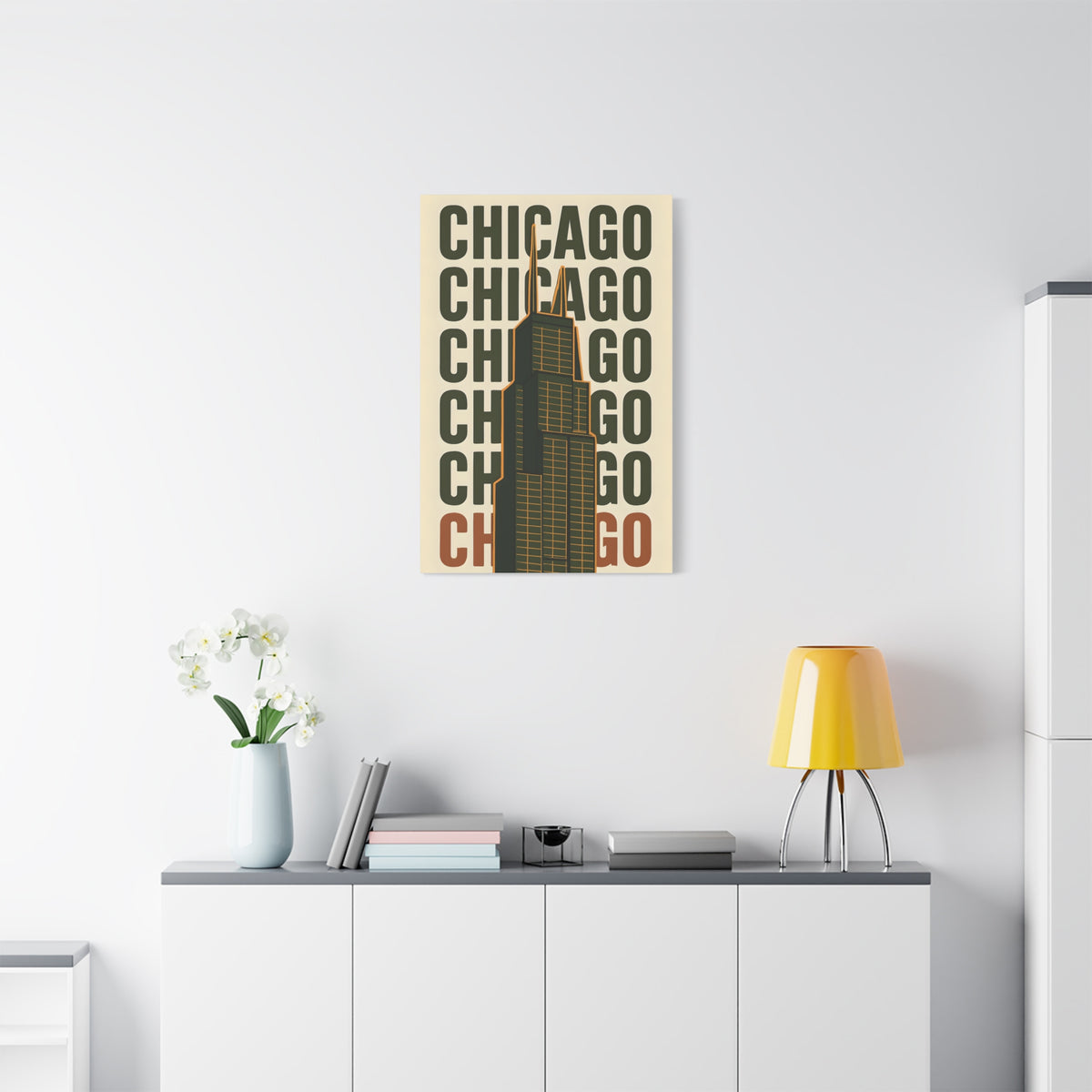Chicago Skyline Canvas Art Print, Urban Wall Decor, Modern Home Office Artwork, Gift for City Lovers, Chicago Map Decoration