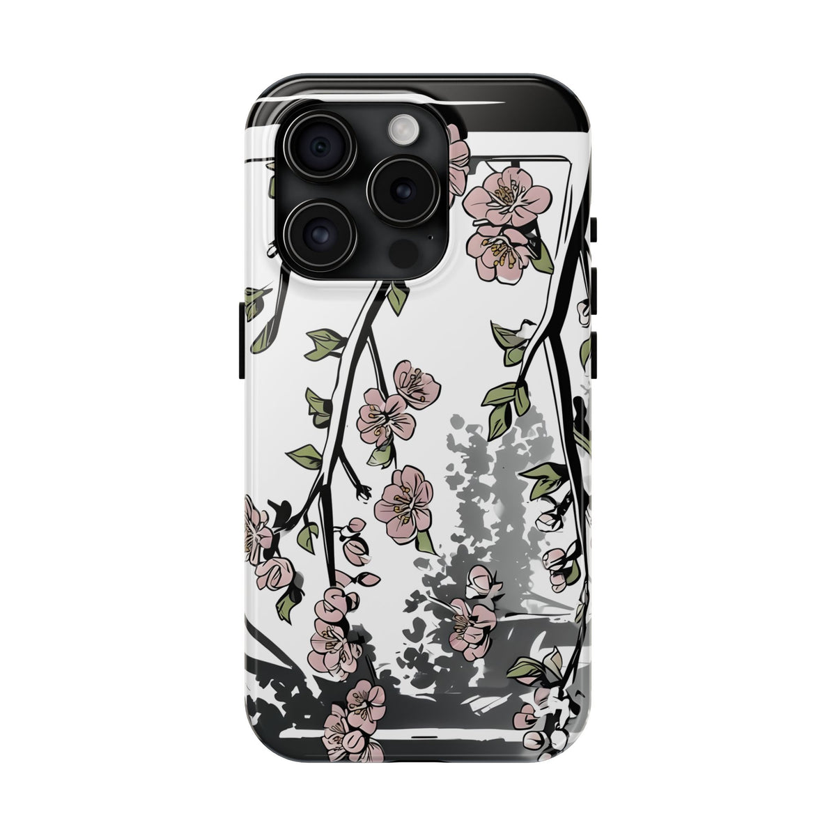 Cherry Blossom Phone Case, Japandi Art, Tough Phone Case, Modern Feminine Phone Cover, Floral Phone Case, Protective Phone Case, Stylish