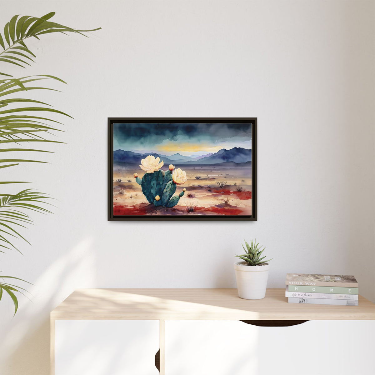 Canvas Art, Southwest Desert Style with Cactus Flower Botanical Design, Matte Print, Wall Decor, Home Office, Gift Idea