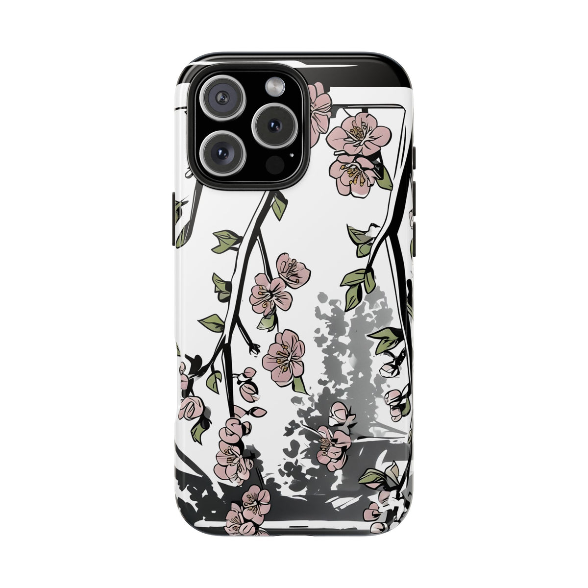 Cherry Blossom Phone Case, Japandi Art, Tough Phone Case, Modern Feminine Phone Cover, Floral Phone Case, Protective Phone Case, Stylish