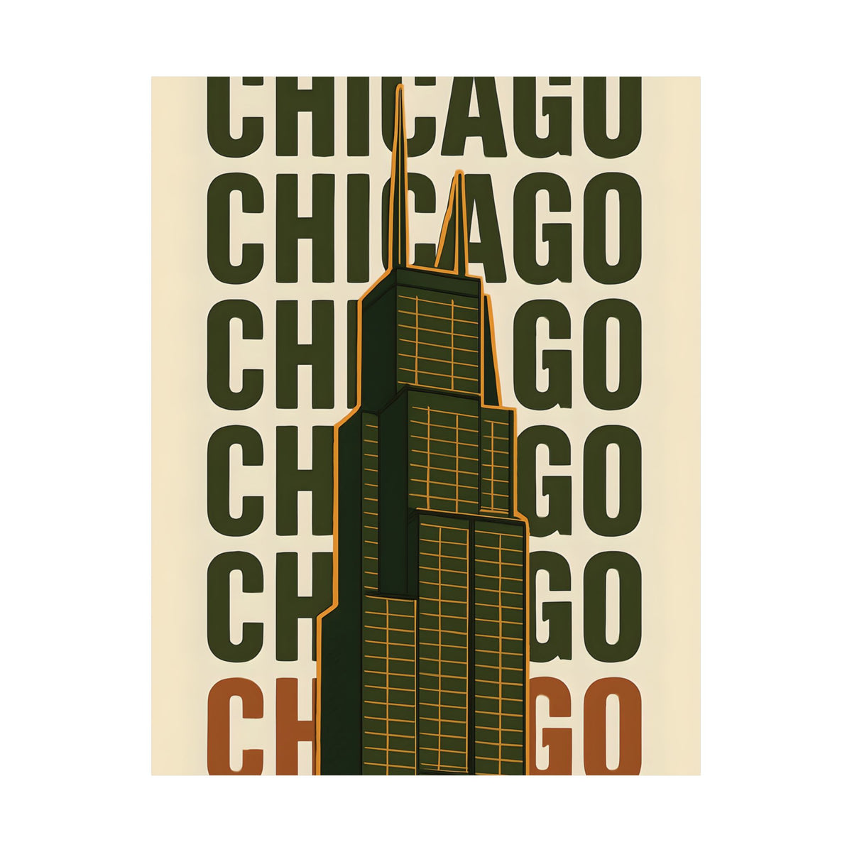 Chicago Matte Vertical Poster - Modern Wall Art, Urban Decor, Gift for City Lovers, Housewarming, Home Office