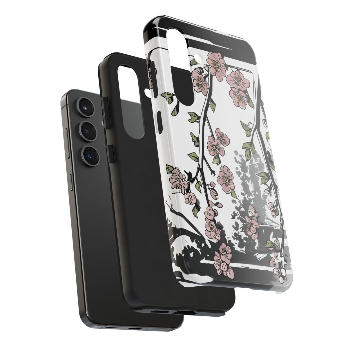 Cherry Blossom Phone Case, Japandi Art, Tough Phone Case, Modern Feminine Phone Cover, Floral Phone Case, Protective Phone Case, Stylish