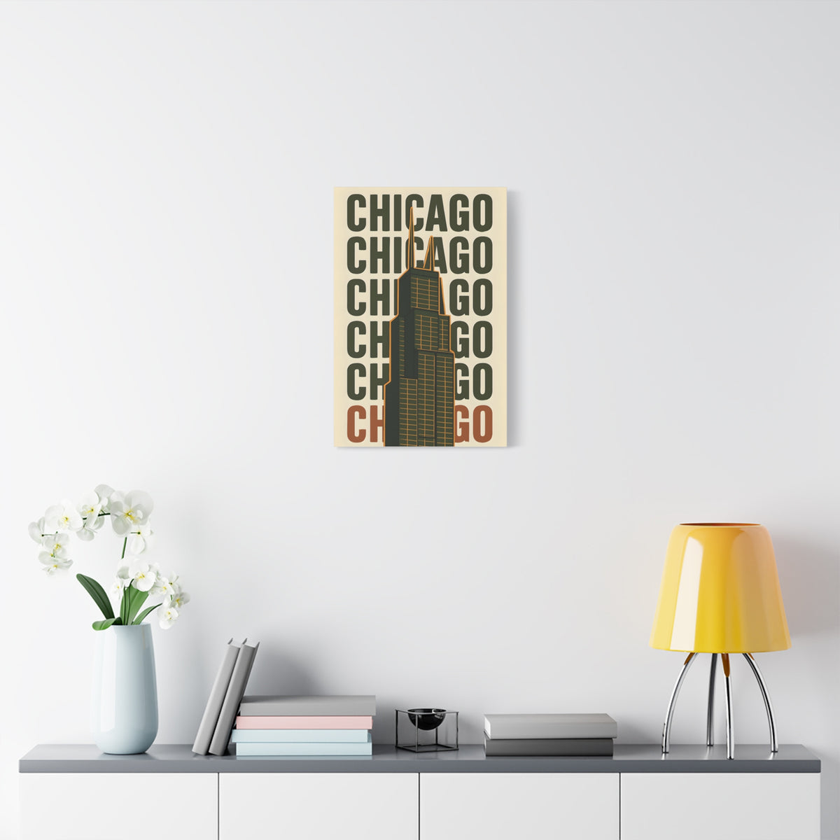 Chicago Skyline Canvas Art Print, Urban Wall Decor, Modern Home Office Artwork, Gift for City Lovers, Chicago Map Decoration