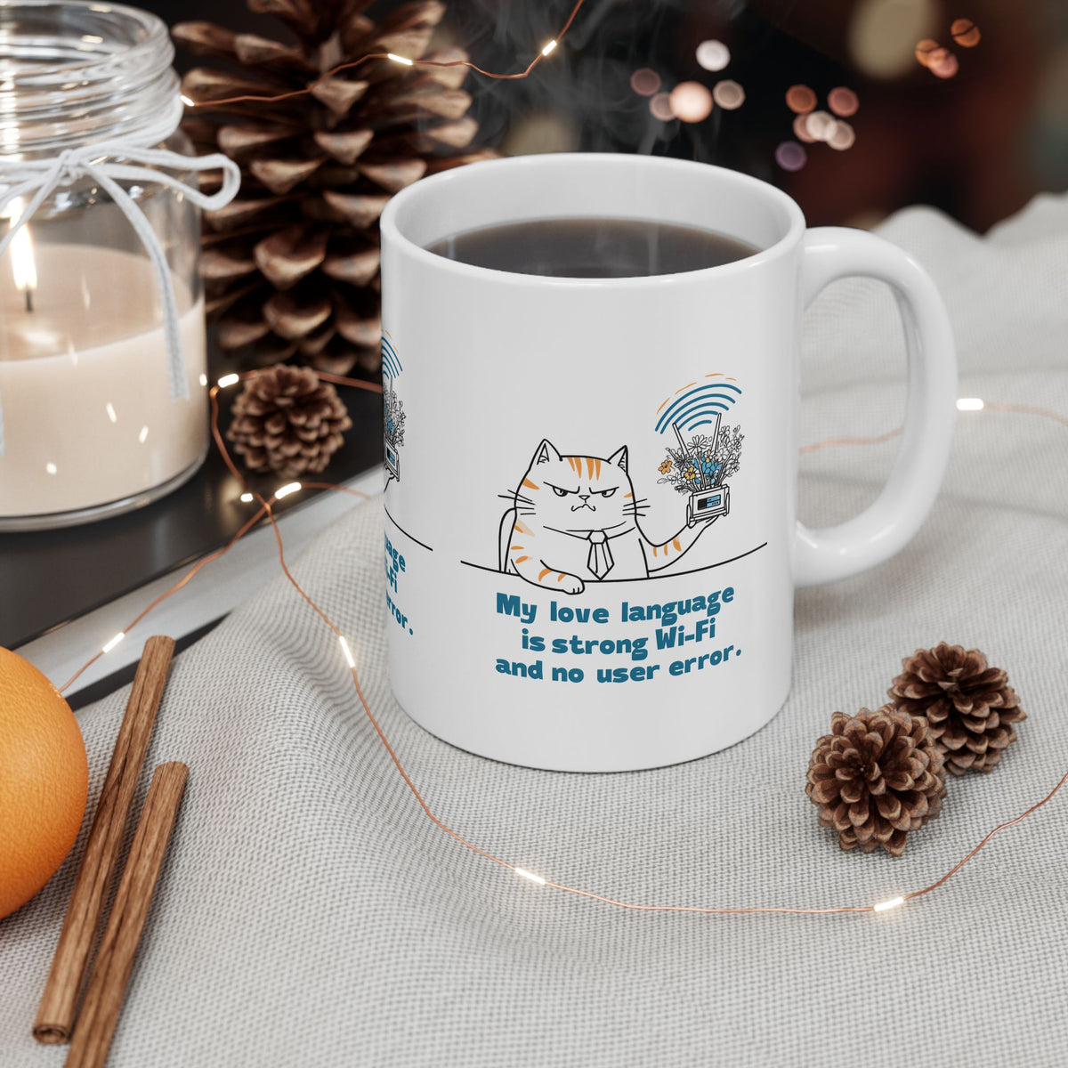 Funny Cat Ceramic Mug, IT Information Technology Workplace Humor, 11oz, 15oz, Gift for Cat Lovers, Office Desk Decor, Cat