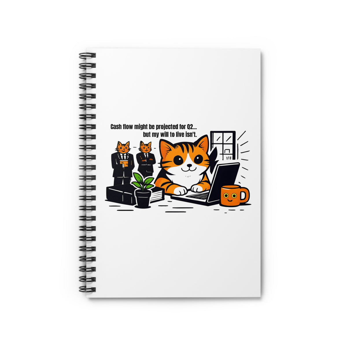 Funny Finance Cat Spiral Notebook - Ruled Line, Office Humor Planner, Financial Job Gift, Work Job Diary, Plant Lover Journal