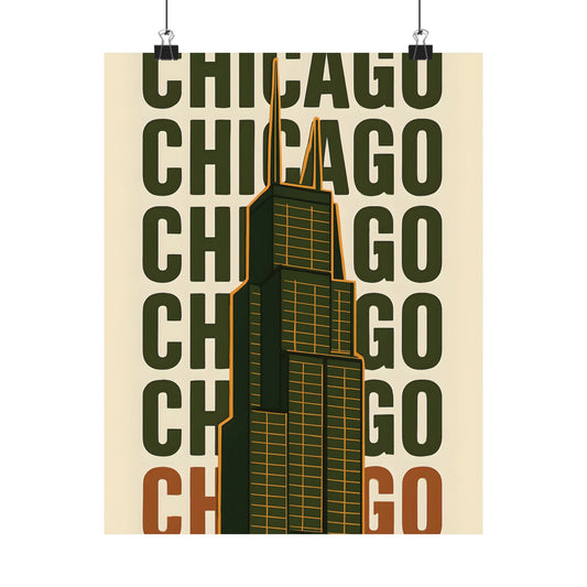 Chicago Matte Vertical Poster - Modern Wall Art, Urban Decor, Gift for City Lovers, Housewarming, Home Office