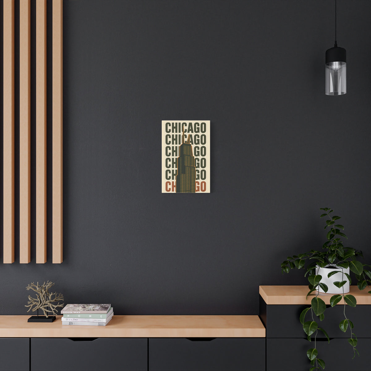 Chicago Skyline Canvas Art Print, Urban Wall Decor, Modern Home Office Artwork, Gift for City Lovers, Chicago Map Decoration