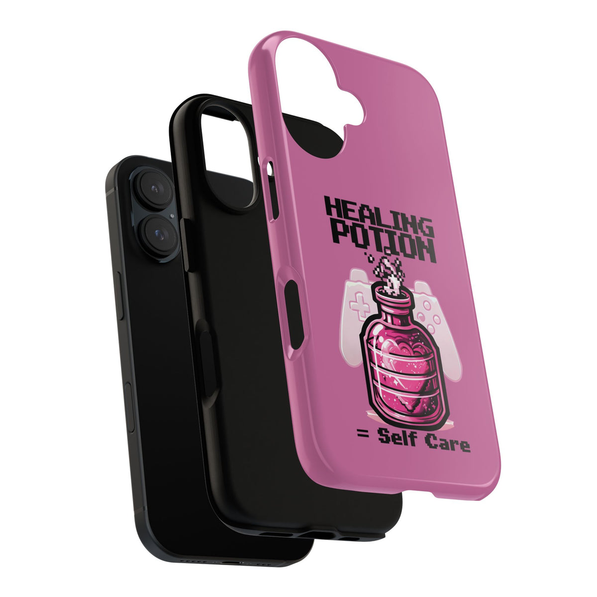 Phone, Pink Gamer Girl LGBTQ+ Retro Pixelated Video Game Design, Tough Case, Protective Cover, Gaming Gift, Pastel Pink Accessories Pride