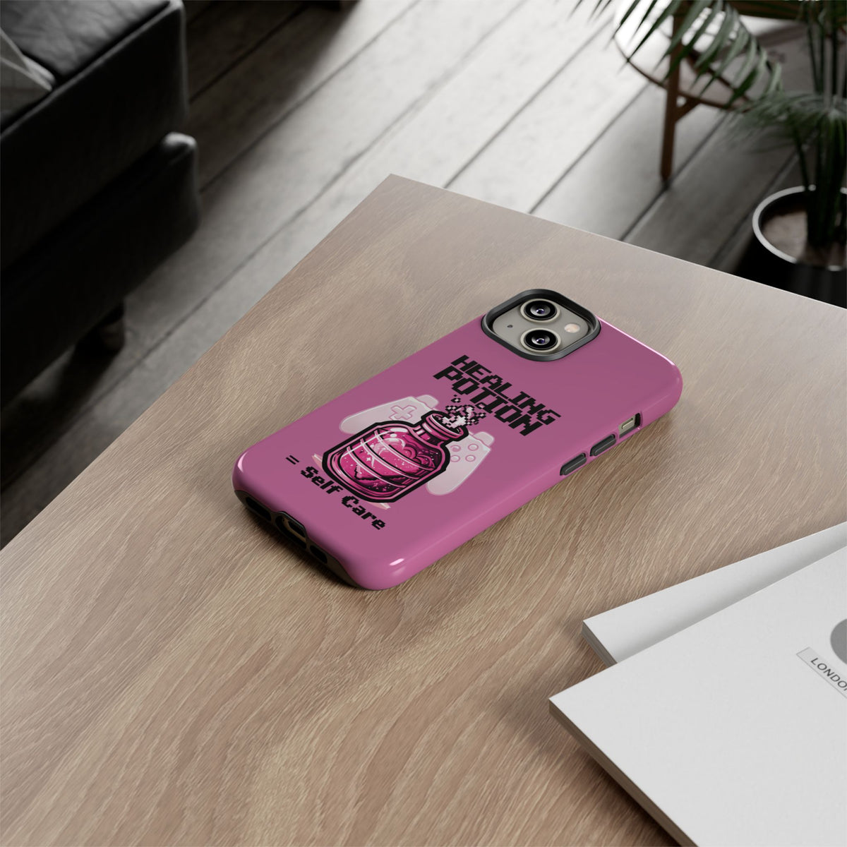 Phone, Pink Gamer Girl LGBTQ+ Retro Pixelated Video Game Design, Tough Case, Protective Cover, Gaming Gift, Pastel Pink Accessories Pride