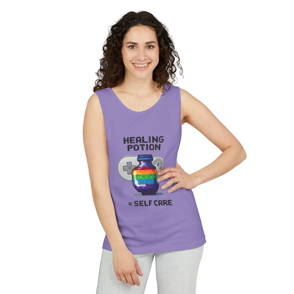 Retro Gaming Tank Top, LGBTQ+ Pride Rainbow Design, Unisex Shirt, Pixelated Tee, Gamer Apparel, Pride Clothing